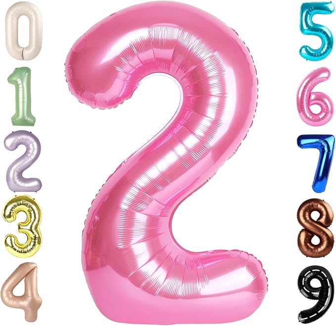 2 Numbers Balloon 40 Inch Pink Two Balloon Number Birthday Decor, 2nd 12 21st Party Celebration Decorations Graduations Wedding Baby Shower