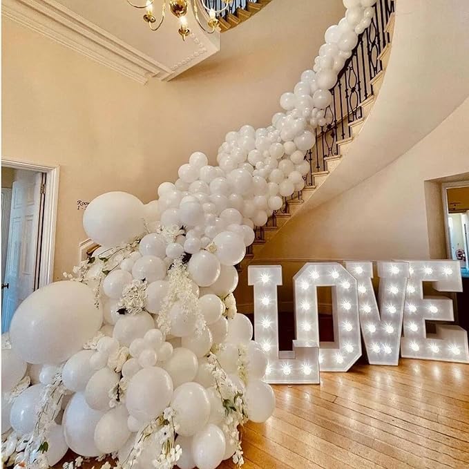 412pcs White Balloons 18 12 10 5 Inch White Balloon Garland Arch Kit Different Sizes Matte Latex Balloons for Baby Shower Birthday Wedding Party Decorations