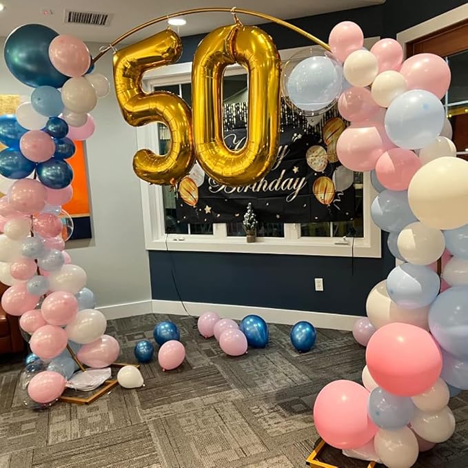 Gold Number 50 Balloon, 40 Inch Large 50 Number Foil Mylar Balloons for 50th Women Men Birthday Party Celebration Decor Supplies,Big Digital Balloons for Wedding Anniversary Events Decor