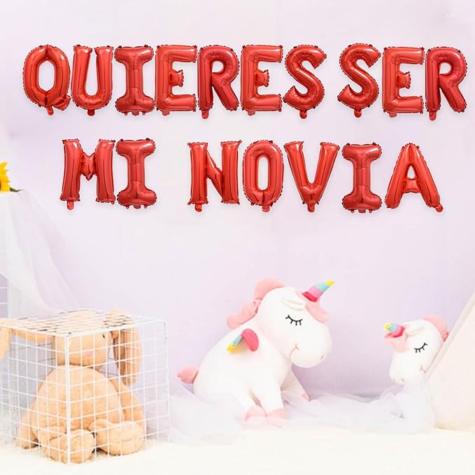2 Set 34Pcs Red QUIERES SER MI NOVIA Letter Balloons 16in Balloon Foil Letter Decorations Party Decor Red Letter Balloons QUIERES SER MI NOVIA Party Supplies