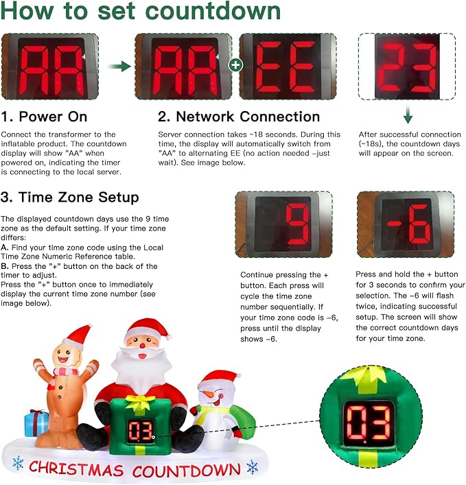 Alupssuc 8 FT Christmas Inflatable Outdoor Decorations with LED Christmas Countdown Clock, Snowman Santa and Gingerbread Man, Lighted Blow Up Lawn Yard Clearance for Indoor Xmas Holiday Party Decor