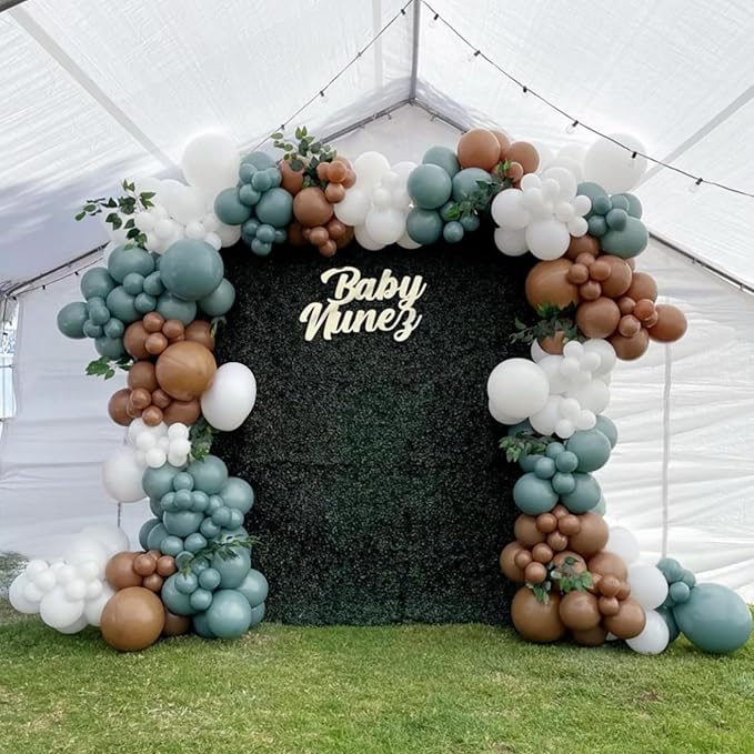 Dusty Blue Brown Balloon Arch Kit Slate Retro Blue White Coffee Gold Balloons Garland Rodeo Cowboy Latex Balloons for Western Cow Baby Shower Graduation Boho Farm Birthday Party Decorations