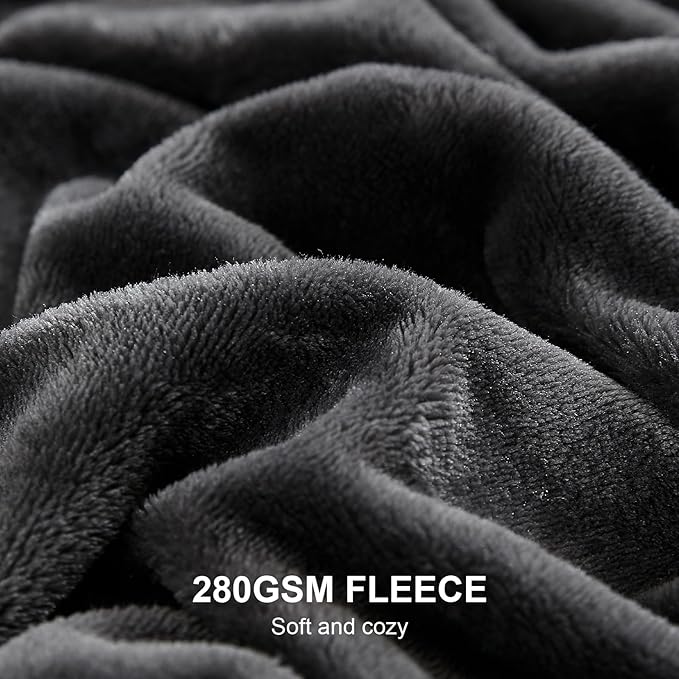 Hansleep Flannel Fleece Throw Blanket Twin Size, Super Soft Fluffy Bed Plush Blanket Throw, Luxury Fuzzy Cozy Couch Blanket for All Seasons, Charcoal, Twin 60x80