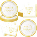 40Pcs Engagement Birthday Party Plates and Napkins She Said Yes for Women Men Wedding Birthday Party Bridal Tableware Engagement Supplies Decorations