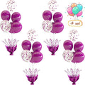 4 Set Purple Table Balloons Centerpiece with Purple and Confetti Balloons Stand Kit for Birthday Party Baby Shower Wedding Bridal Shower Prom Cake Table Decorations