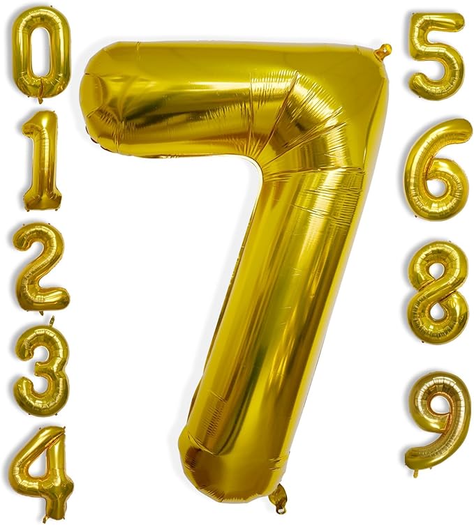 40 Inch Large Gold Number Celebration and Decoration Balloon for Birthday Parties, Graduations, Anniversaries, Weddings, Photo Shoots, Special Events - Helium Foil Mylar (Gold Number 7)