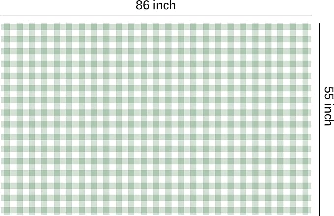Sage Green Gingham Party Tablecloth Decorations, 3 Pack Green Checkered Disposable Plaid Party Supplies Tablecover, for Birthday Baby Shower Bridal Wedding, 55in x 86in