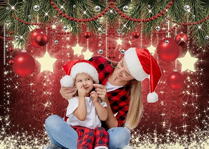 CHAIYA 12x10ft Christmas Backdrop Red Ball Xmas Merry Party Decorations for Family Holiday New Year Backdrop for Christmas Party Decoration Banner Photo Shoot