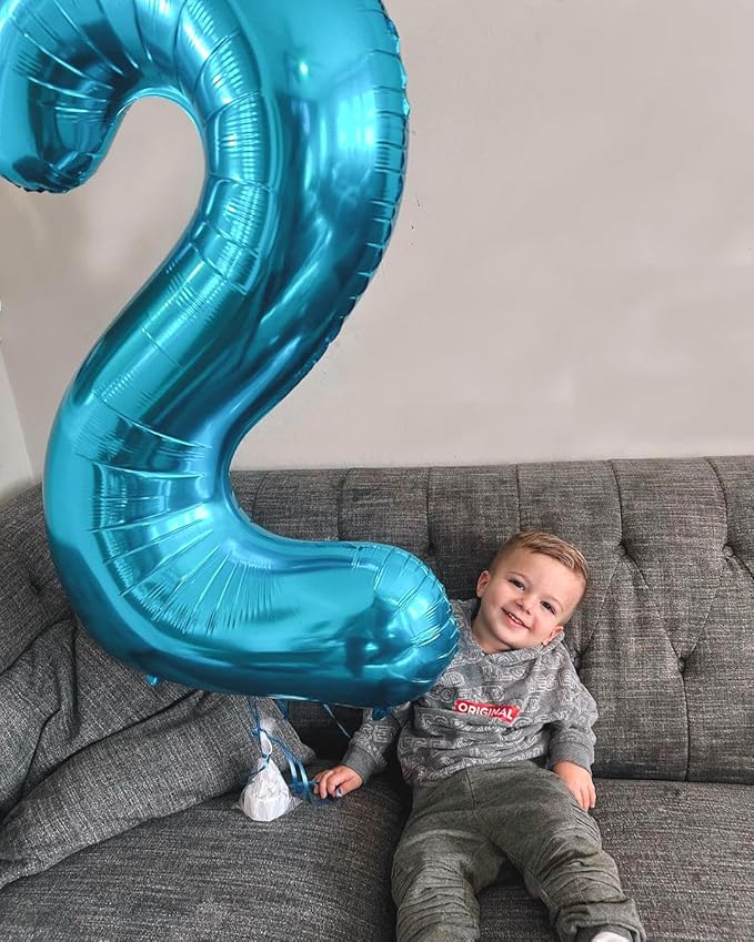 2 Balloon, Blue Number Balloons 40 Inch, 2nd Balloon Number Birthday Decorations, Two Second Birthday Party Supplies, Number 2 Balloon