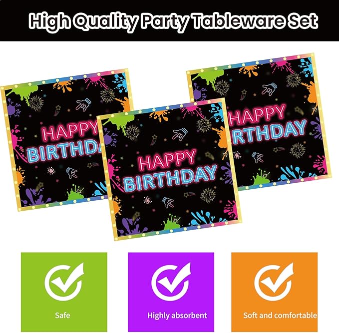 40pcs Neon Plates and Napkins Party Supplies, Disposable Neon Glow Birthday Party Plates and Napkins Tableware Set for Neon Birthday Party Decorations