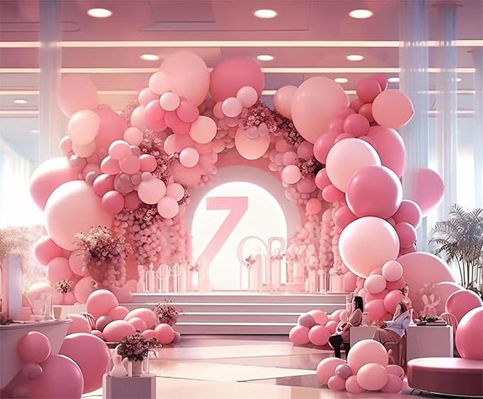 Dusty Hot Pink White Gold Balloon Garland Arch Kit, 146Pcs Retro Hot Pastel Pink Champagne Gold Sand White Latex Balloons Different Sizes for Wedding, Birthday, Graduation Party Decorations