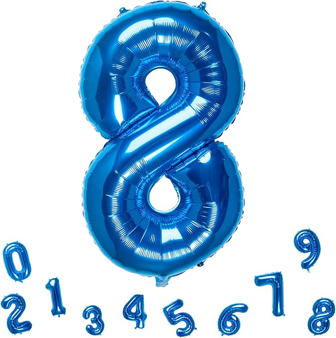 32 Inch Blue Number 8 Balloons Foil Ballon Digital Birthday Party Decoration Supplies (Blue Number 8 Balloon)