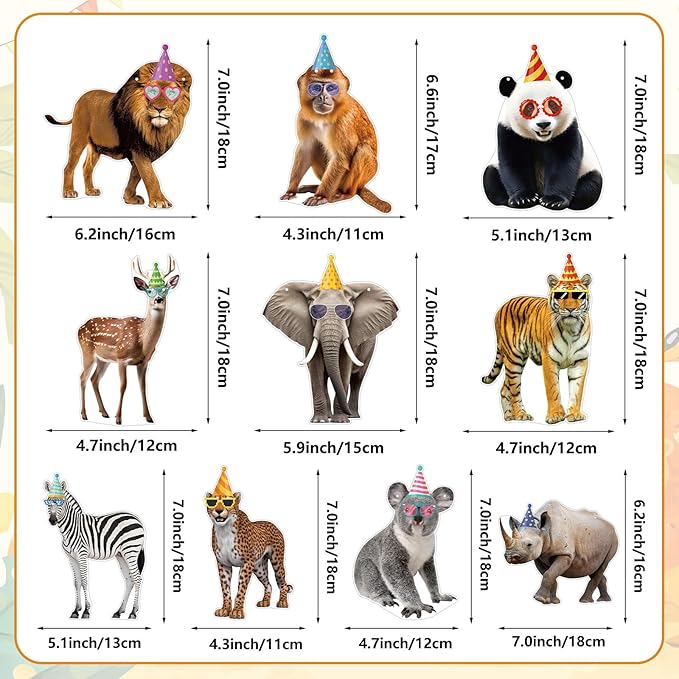 Hooqict Safari Animals Happy Birthday Banner Animal Birthday Decorations Party Animal Banner Garland Sign for Jungle Theme Decorations Kids Wild Zoo Party Supplies