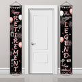 Boao Retirement Porch Sign Door Hanging Banner, Retirement Banner the Legend Fabric Door Sign Background for Retire Party Decoration Supplies, 71 x 12 Inches(Black and Rose Gold)