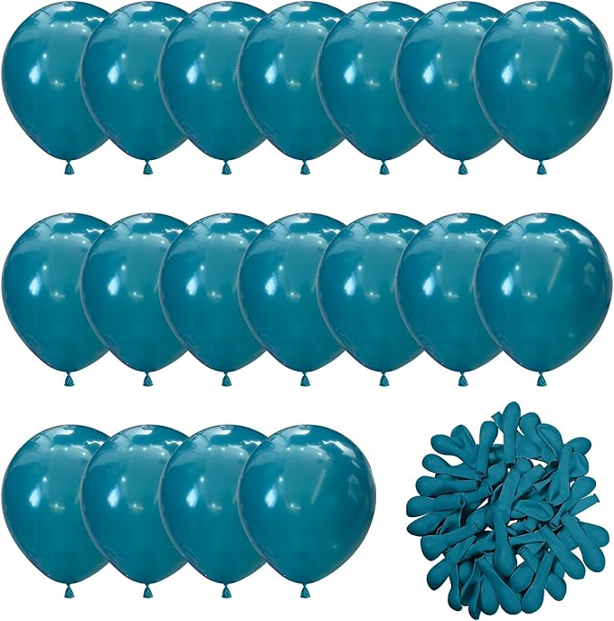 Peacock Blue Balloons 60pcs 5inch Small Turquoise Teal Blue for Balloon Garland Arch 5'' Round Mini Retro Peacock Blue Latex Balloon for Ocean Theme Birthday Party Decoration DIY Wedding