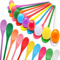TOPLEE 20 Pcs Easter Egg and Spoon Race Game Set, 10 Players Balance Relay Easter Games Include 10 Eggs and Wooden Spoons for Kids Family Carnival Outdoor Games Holiday Birthday Party Supplies