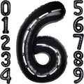 Race Car 40Inch Black 6 Balloon Number Large Helium Race Track 0-9 Giant Digital 6th Foil Mylar Big Party Number Balloons for Boy Birthday Car Theme Party Anniversary Graduation Decorations