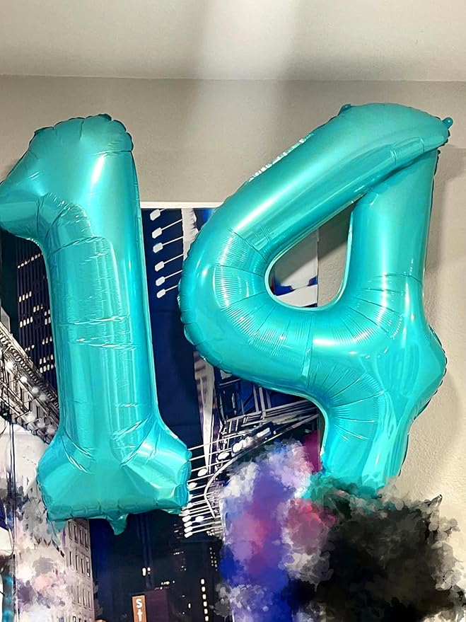 Number 7 Balloon Blue-Green, 17th Birthday Decorations For boys And Girls, 40 Inch Big Balloons for 7, 17, 27, 70 Birthday, Wedding Anniversary, Christmas, New Year, Halloween Party Decoration