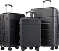 OLIXIS 3-Piece Suitcase Set, Hardside Luggages with Spinner Wheels, Lightweight ABS Hard Shell Travel Luggage, Expandable Carry-On Suitcase with TSA Approved Lock–Black(20+24+28 Inch)