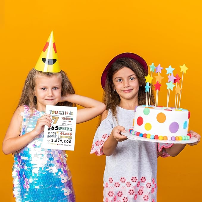 Cute 7th Birthday Card for Girl Boy, Perfect Seven Years Old Bday Gift Card for Son Daughter Grandson Granddaughter, 7 Years Kid Birthday Card From Dad Mom Grandparent