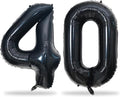 Black Number 40 Birthday Balloons, 40 Inch Large Black Mylar Foil Number 4 and 0 Balloons for Women, 40th Birthday Balloons for 40 Year Old Birthday Anniversary Party Decorations Supplies
