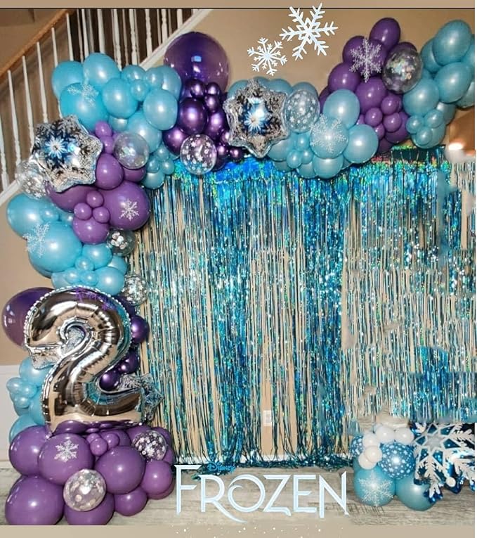 Frozen Balloon Arch Garland Kit, 164Pcs Winter Wonderland Balloon Arch Kit Blue Purple Clear Snowflake Balloons for Winter Wonderland Theme Baby Shower Snow Girl Princess Birthday Decorations