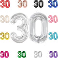 30 Balloon Number, Silver Number 30th Birthday Balloons 40 Inch, 30 Years Old Silver Birthday Decorations for Men Women, 30th Anniversary Decorations
