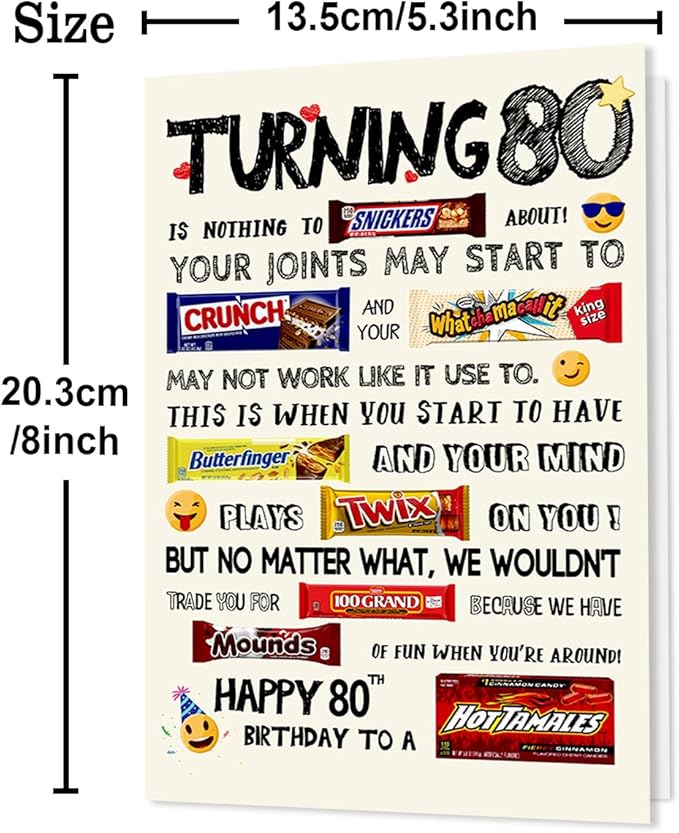 Funny 80th Birthday Card for Women Men, Happy 80th Birthday Gifts for Him Her, Unique 80 Year Old Bday Decorations Ideas for Parents Grandparents