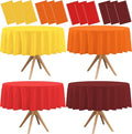 12 Pack Fall Plastic Round Tablecloths–84 Inch Disposable Autumn Table Covers in 4 Colors (Red,Orange,Yellow,Brown),Thanksgiving Harvest Party Decorations for Home Events
