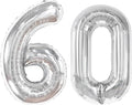 40 Inch Silver Number 60 Digital Balloon,Jumbo Mylar Foil Helium Balloon for 60 Balloons for Birthday Party,Wedding Anniversary Party Decorations