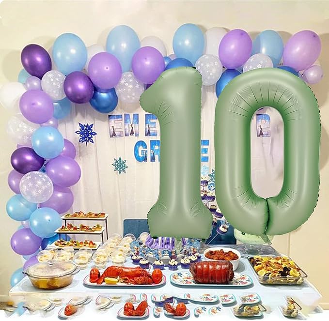 Sage Green Number Balloons Birthday Party Decorations Sign 40 inch, Large Number 0 Balloon