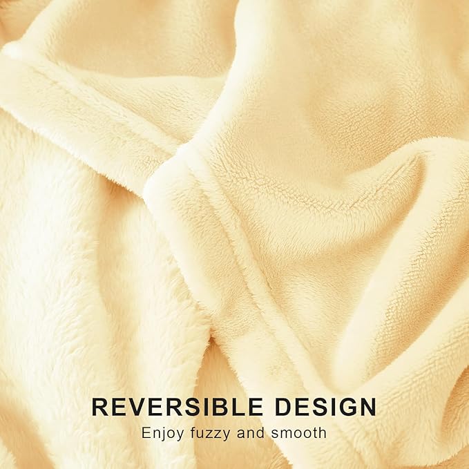 Hansleep Fleece Cream Yellow Throw Blanket, Super Soft Flannel Fuzzy Plush Cozy Blanket for All Seasons, Cream Yellow, Throw 50x60 Inches
