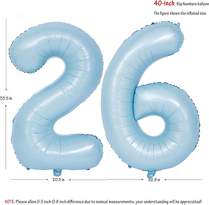 40 In Matte Blue Number Balloons Helium Foil Mylar Balloon Birthday Party banquet Decoration Digital 26