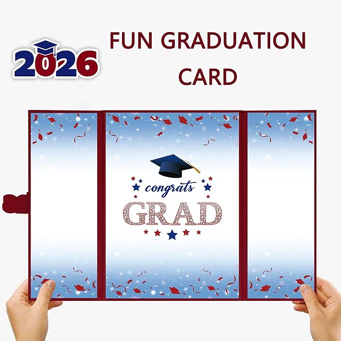 Vlipoeasn 2026 Graduation Guest Book Alternative, Red Blue & White Class of 2026 Graduation Party Decorations, Unique Graduation Gifts for Friends, Grad Signature Book for 2026 College High School