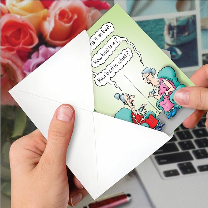 NobleWorks - 1 Funny Birthday Card for Women, Wife - Happy Bday Cartoon, Woman Notecard with Envelope - Bad Memory C3680BDG