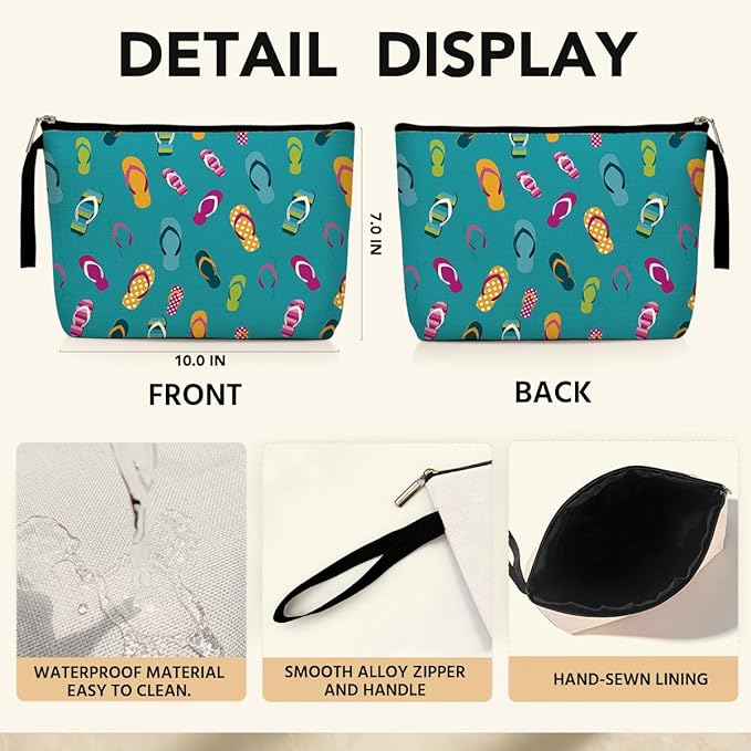 Makeup Bag Slipper Gifts for Beach Vacation Essentials Beach Holiday Cruise Essentials Makeup Bag for Women beach Lover Gifts for Girls Sister Friends Christmas Birthday Gift Slipper Cosmetic Bags