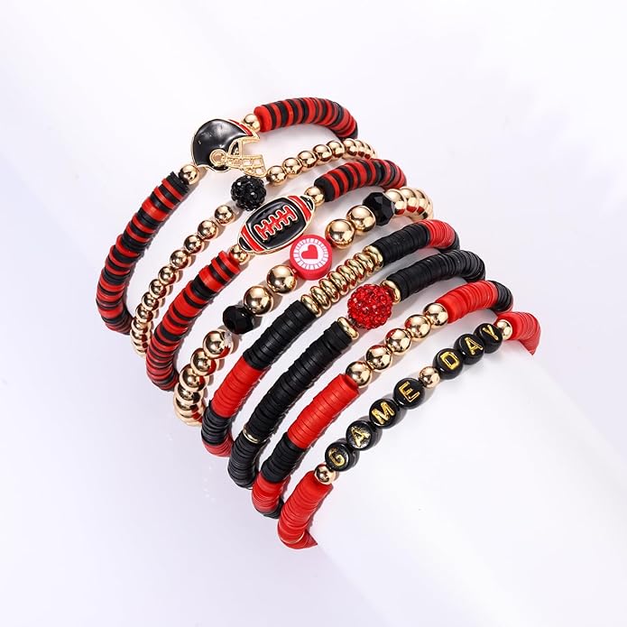 Surfer Heishi Bracelets for Women Stackable Rainbow Vinyl Disc Clay Beaded Stretch Bracelets Elastic Layering Friendship Bracelets Boho Summer Beach Jewelry