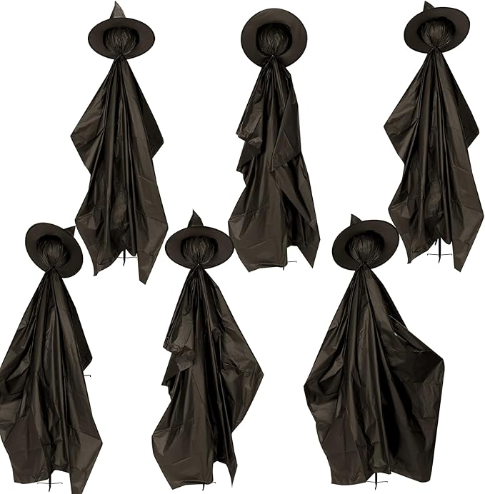 Halloween Witch Outdoor Decorations Set of 6, 4FT Yard Lawn Garden Props with Stakes, Witch Halloween Decor for Outside, Garden, Lawn, Entryways