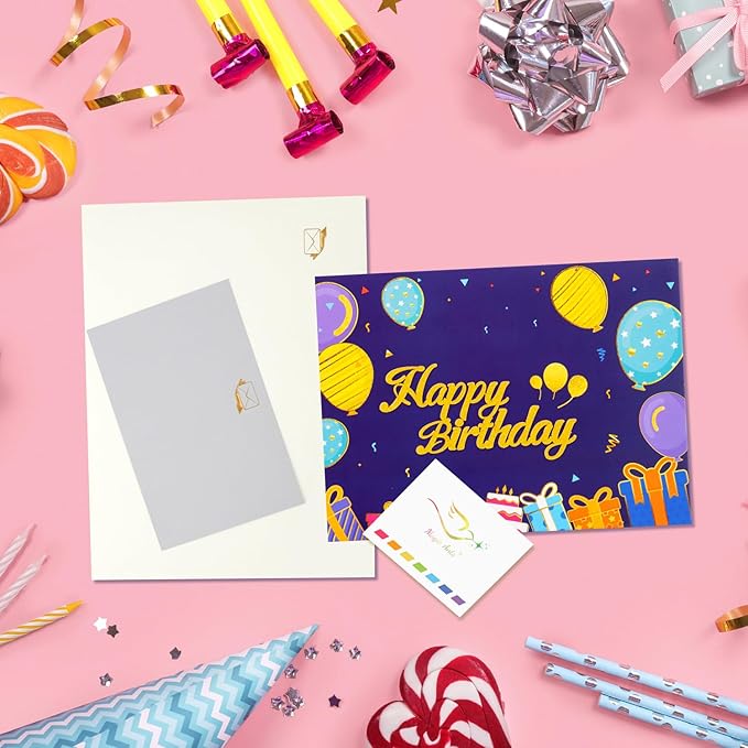 Musical Birthday Pop Up Card with Lights Sound, 3D Guitars Violins Happy Birthday Greeting Card - Plays 'Happy Birthday' Song, Auto LED Light Up, Includes Envelope Blank Note - Gift for Musicians and Music Lover