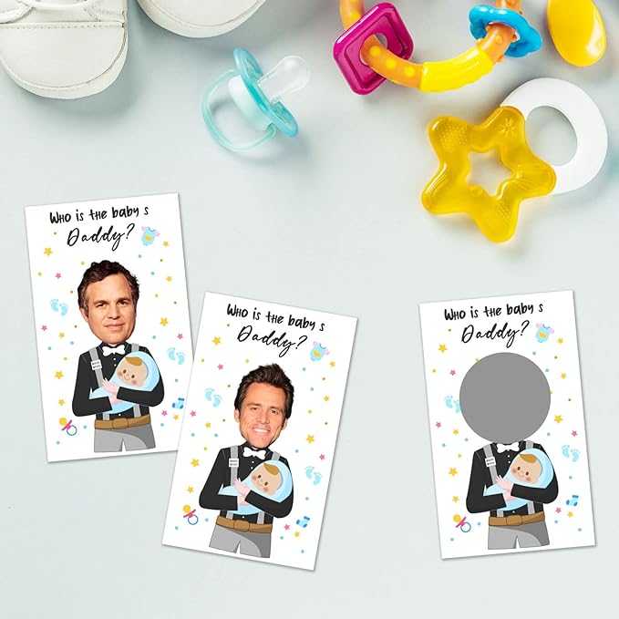 Funny Baby Shower Scratch Off Game Cards, Scratch Off Lottery Ticket Raffle, Great Party Icebreak Game Ideas for Baby Shower, who is The Baby's Daddy, Party Decor 40 Card, Black