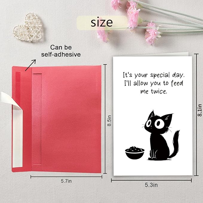 Cheeky Birthday Card from Cat, Funny Anniversary Card for Cat Lover, Humorous Special Day Gift for Woman Man