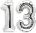 AULE 40 Inch Jumbo Silver Foil Mylar Number Balloons for Boy Girl 13th Birthday Party Decorations 13 Years Old Anniversary Party Supplies
