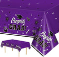 2 Pack Graduation Tablecloth - Congrats Grad Table Cloths, Plastic Disposable Rectangle Purple Class of 2026 Table Cover for Graduation Tables Decorations Party Decor Supplies Favors,108 x 54 Inch