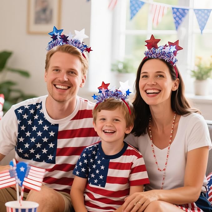 6Pcs 4th of July USA Headbands, American Patriotic Head Boppers Decoration Accessories, Independence Day, Memorial Day, Party Decor