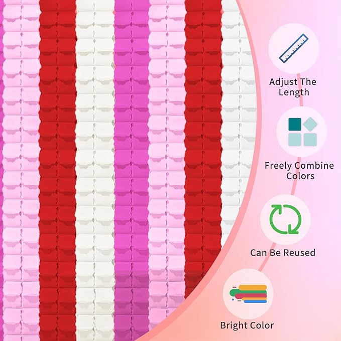Pink-Red Valentines-Day Party-Decorations Garland Banner - Four-Leaf Clover Streamers Hanging Birthday Decor Wedding Baby Bridal Shower Girl Home Party Backdrop Engagement Bachelorette Garsellen