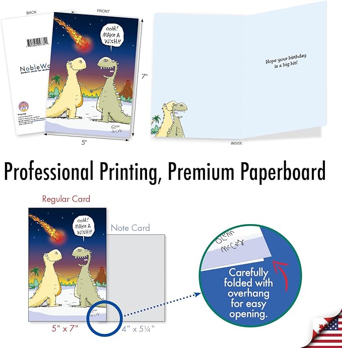 NobleWorks - Funny Birthday Greeting Card with 5 x 7 Inch Envelope (1 Card) Bday Make A Wish 9735