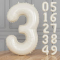 Cream Number 3 Balloons – 40 Inch Giant Foil Number Balloon, Light Cream Number Balloon for Birthday Anniversary Baby Shower Party Decorations