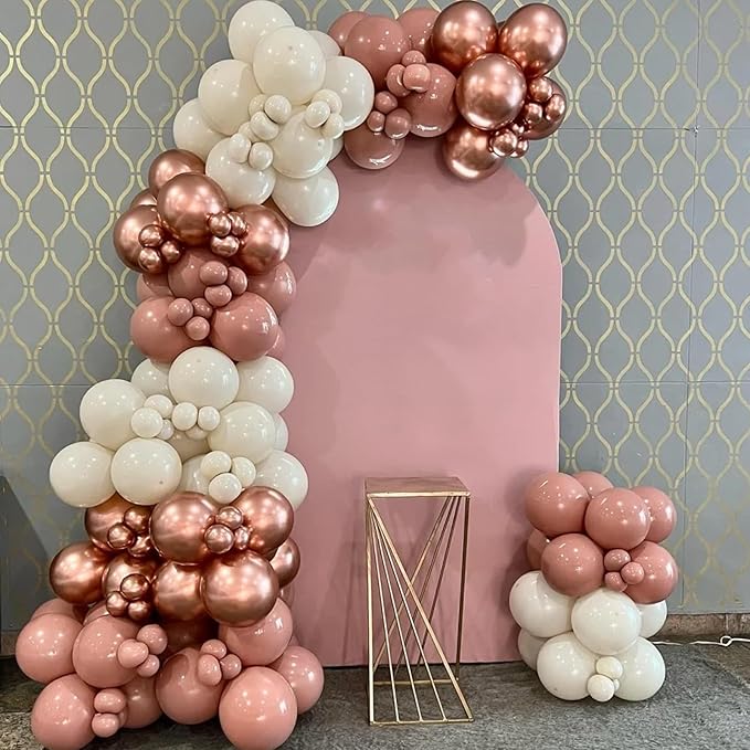 90pack Rose Gold Balloons Different Size 18/12/10/5 Inch Rose Gold Balloon Garland Arch Kit for Graduation, Wedding, Birthday, Princess Theme Party, Valentine's Day Party Decorations