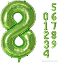 40 Inch Green Foil Balloon Number 8, Giant Self Inflating Number Balloons 0-9 for Men Women, Digital 8 Helium Balloons Set for Girls Boys 8th Jungle Birthday Anniversary Party Decorations Supplies