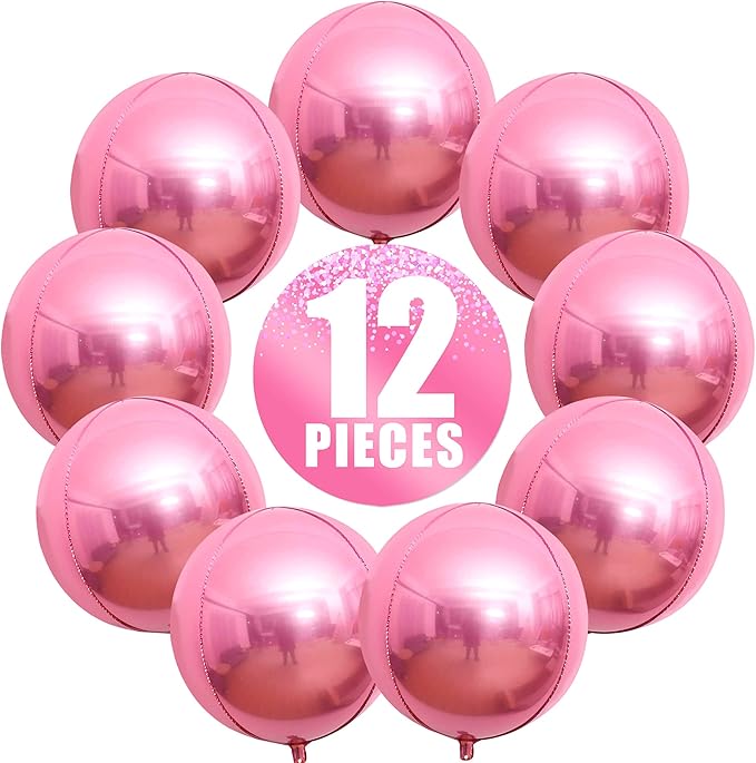 KatchOn, Pink Foil Balloons - 22 Inch, Pack of 12 | Metallic Pink Balloons, Foil Balloon for Pink Party Decorations | Bridal Balloons for Bridal Shower, Gender Reveal, Birthday Party, Bachelorette